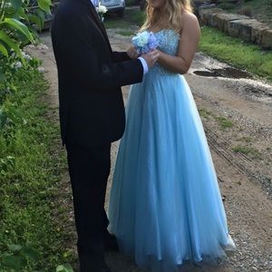 Light Blue Strapless Prom Dress